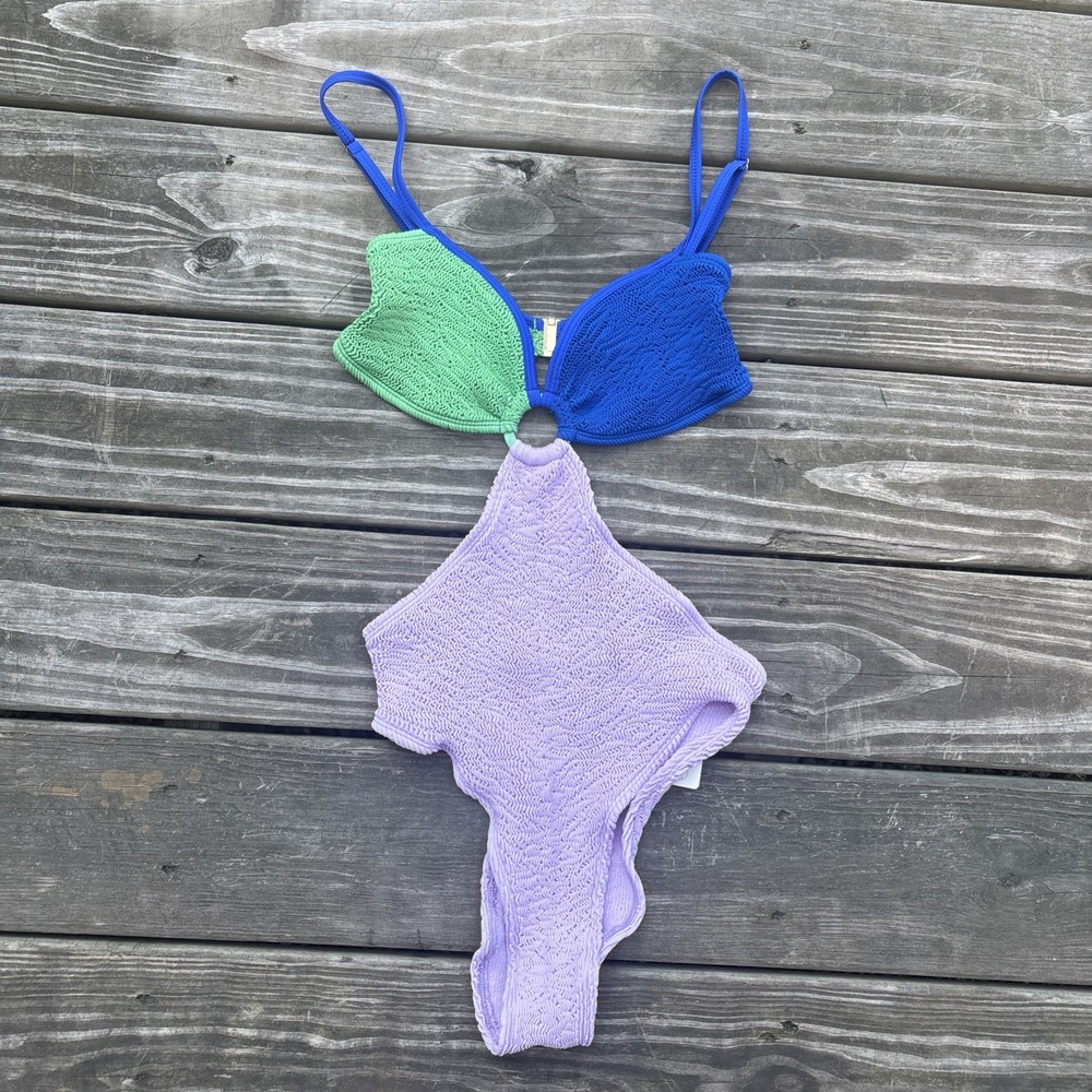Cleonie Tri Color Lorne Maillot One Piece Swimsuit OS NWT $240